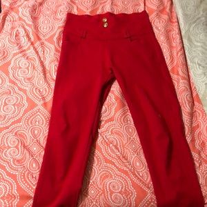 Red high rise jeans